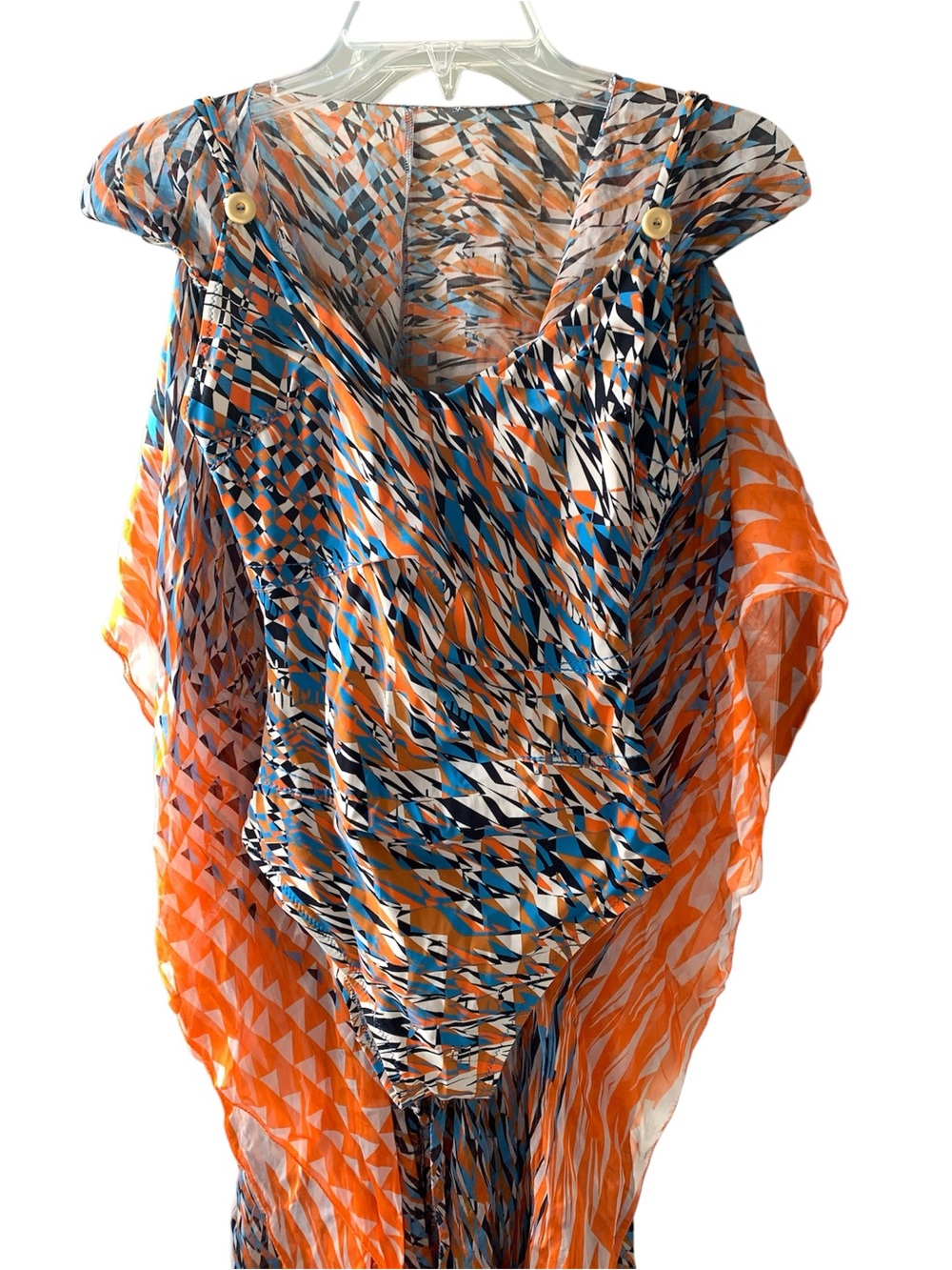 SHAN Orange, Blue & White Geometric Swimwear Accent